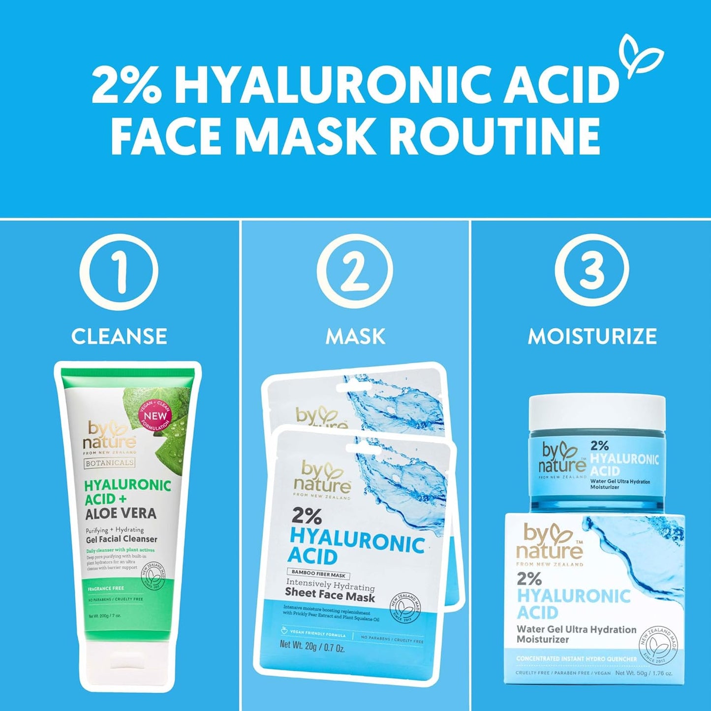By Nature 2% Hyaluronic Acid Sheet Face Mask for Dry Skin