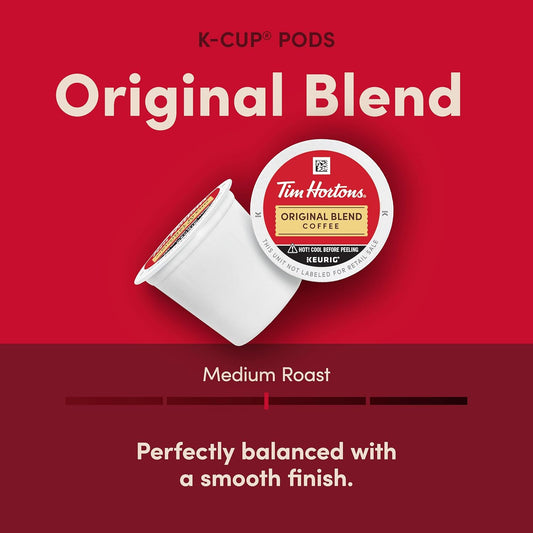 Tim Hortons Original Blend, Medium Roast Coffee, Single-Serve K-Cup Pods Compatible with Keurig Brewers, 100ct K-Cups