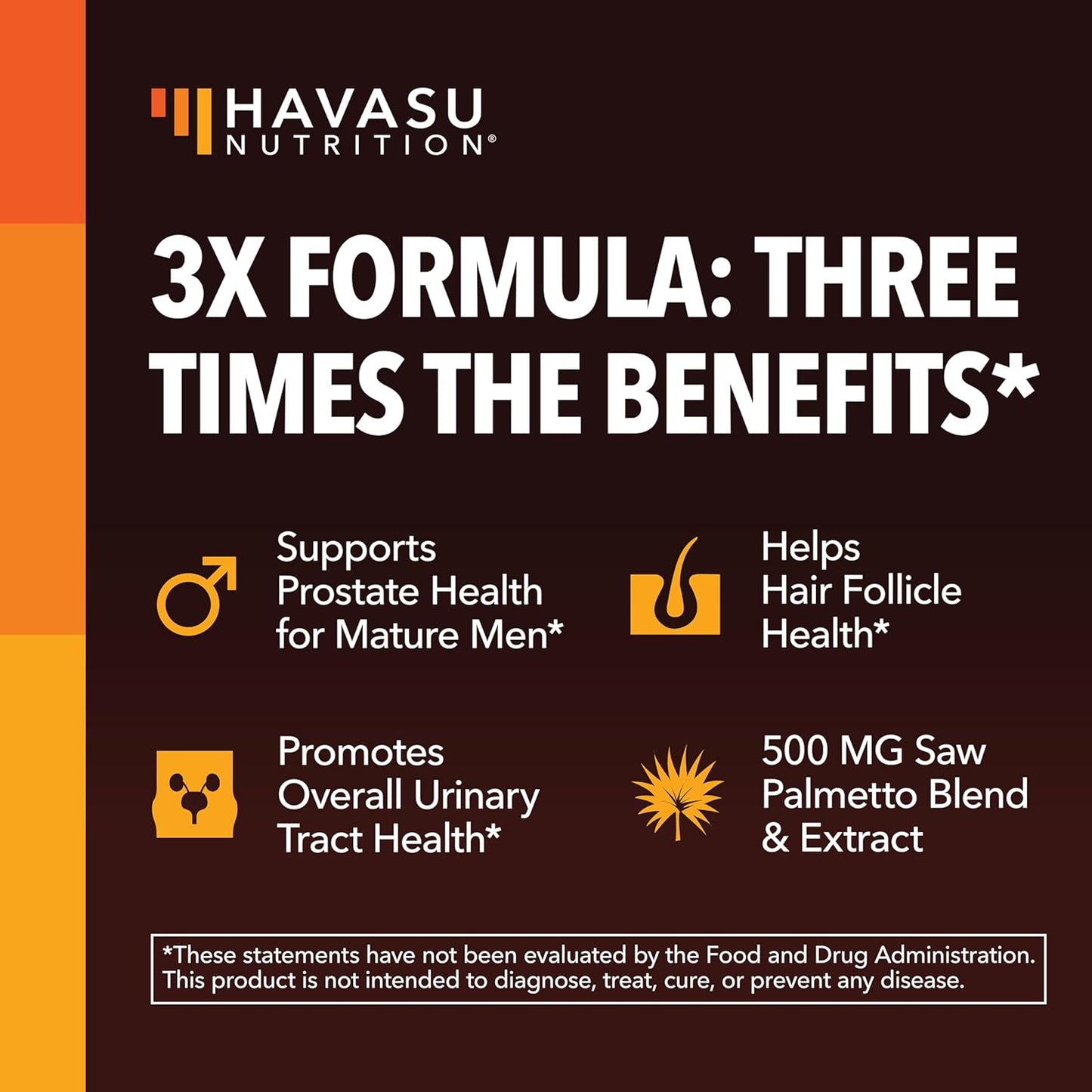 Saw Palmetto Supplement with Stinging Nettle and Pumpkin Seed Extract - Advanced 3X Formula - DHT Blocker Urinary Health and Prostate Support for Mens Health - Vegan, Non-GMO Capsules - 2 Month Supply