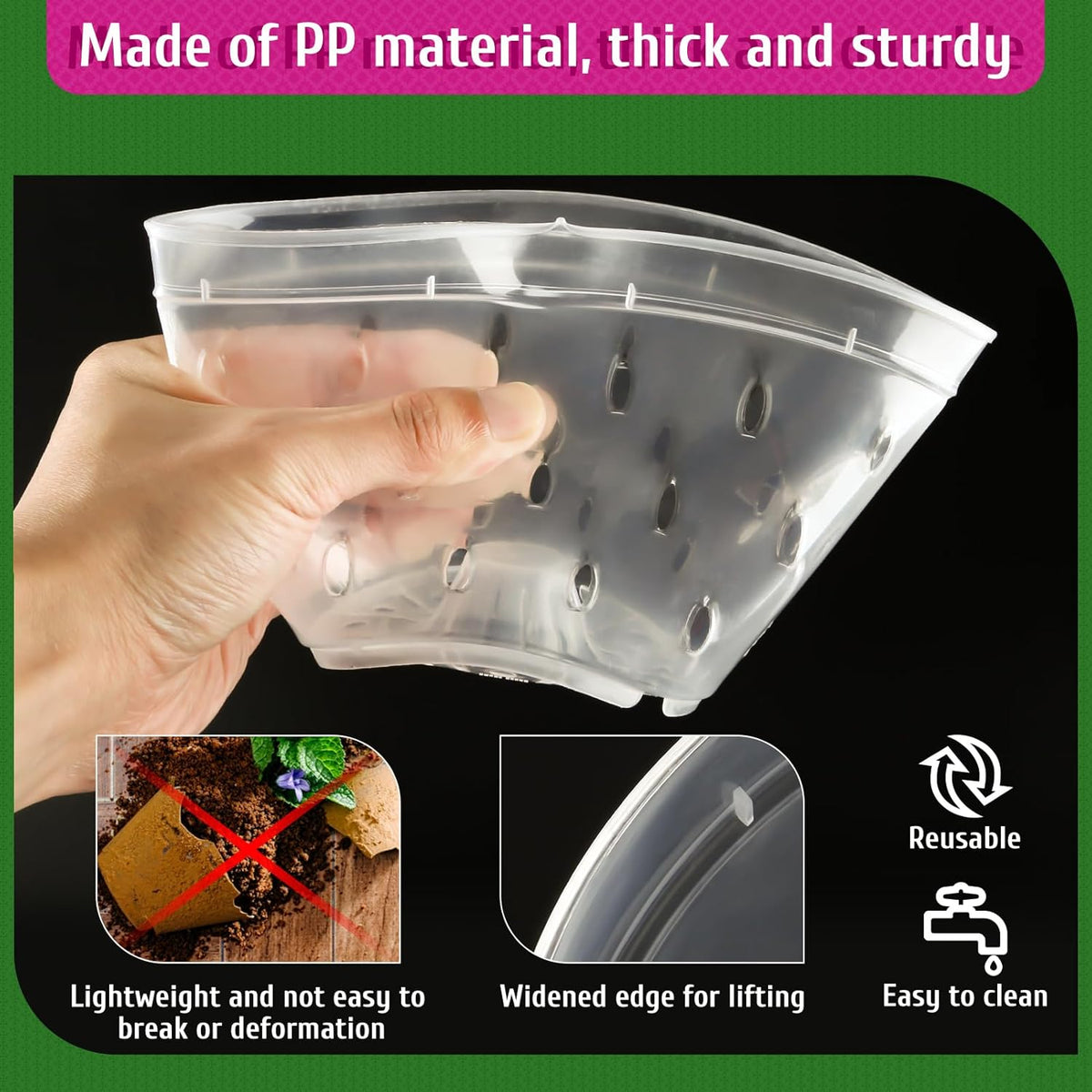 Orchid Pot, 6 Pack Orchid Pots with Holes, 5.5 Inch Clear Plastic Flower Planters for Repotting Indoor Outdoor, Breathable Slotted Nursery Planter