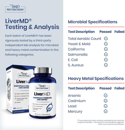 1MD Nutrition LiverMD - Liver Support Supplement | Siliphos Milk Thistle Extract & NAC - Supports Healthy Energy, Immunity & Overall Health - Liver Cleanse & Support | 60 Capsules