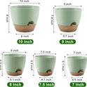 Plant Pots 10/9/8/7.5/7 Inch Self Watering Pots, Set of 5 Plastic Planters with Drainage Holes and Saucers,Plastic Flower Pots,Nursery Planting Pot for Indoor Out Door Plants（Green）