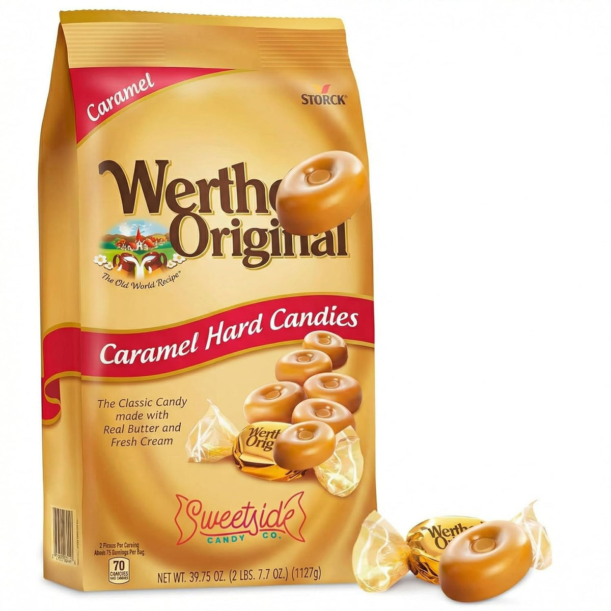 Original Caramel Hard Candy, 2.4LB Bulk Pack of Carmels Candy, Ideal for Sharing, Snacking, Parties and Gifting, Perfect for Stocking Up on Your Favorite Timeless Sweet Treat