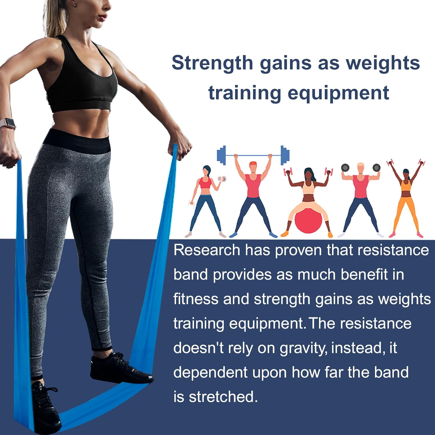 A AZURELIFE Resistance Bands - Latex-Free Exercise Bands for Strength Training, Yoga, Rehab