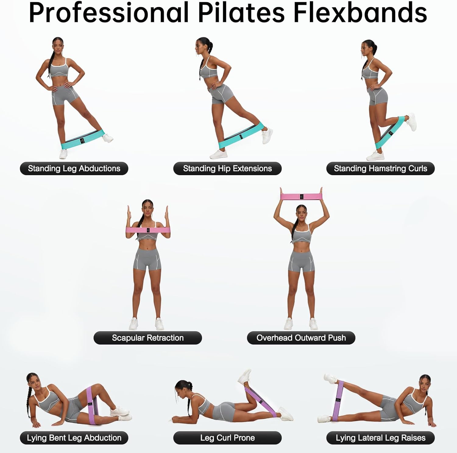 Renoj 3-Set Resistance Bands for Pilates, Yoga, Home Gym