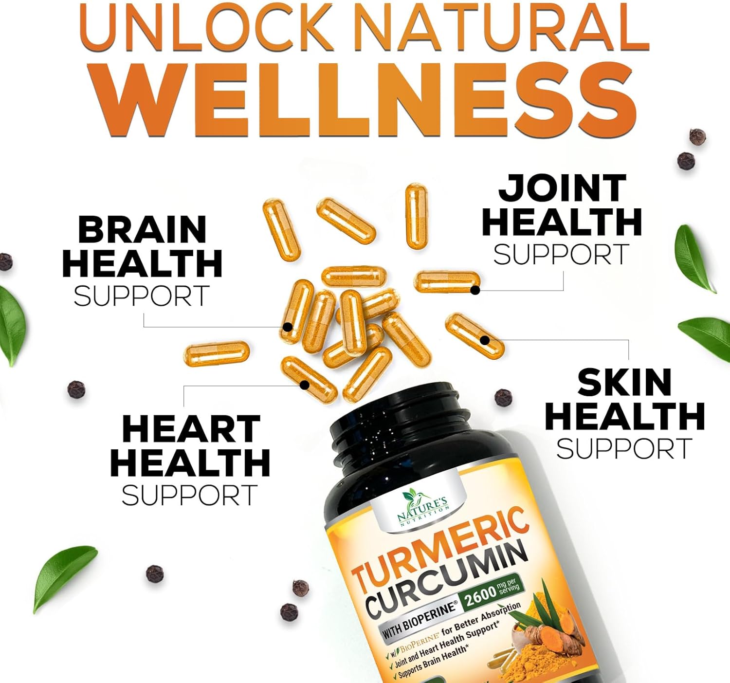 Turmeric Curcumin Supplement - 2400mg Organic Turmeric Per Serving