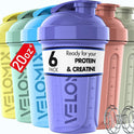 VELOMIX 20oz Protein Shaker Bottle, Leak-Proof, Dishwasher Safe