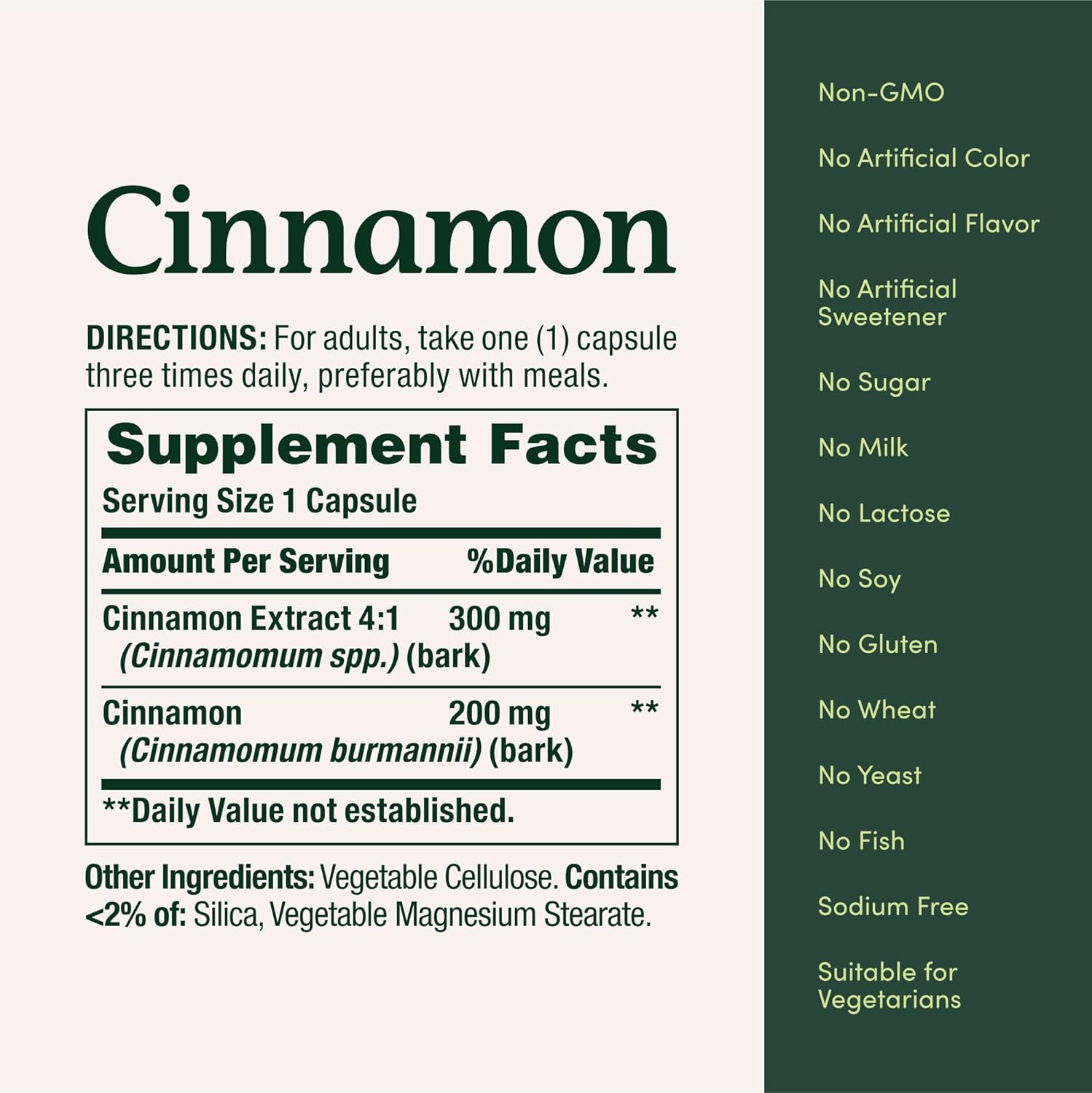 Nature's Bounty Cinnamon Capsules, Herbal Supplement, 1500mg, 100 Capsules