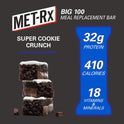 MET-Rx Big 100 Protein Bar, Meal Replacement Bar, 32G Protein, Super Cookie Crunch, 3.52 Oz (Pack of 9)