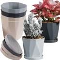 InmeRun Plant Pots Indoor Plastic Flower Pots Outdoor 5 inch Set of 6 Pack with Drainage Holes and Saucers for Garden Pots (5 in 6 pcs)