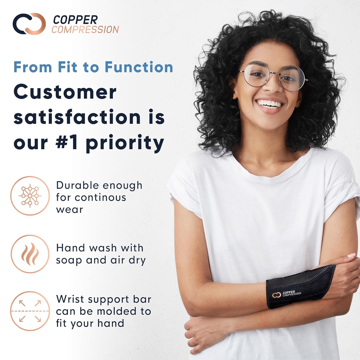 Copper Compression Advanced Wrist Brace - Copper Infused Adjustable Orthopedic Support