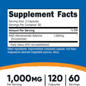 Nutricost NAD+ Supplement 1,000mg per Serving,120 Capsules (Nicotinamide Adenine Dinucleotide) - 60 Servings, Gluten-Free, Vegan