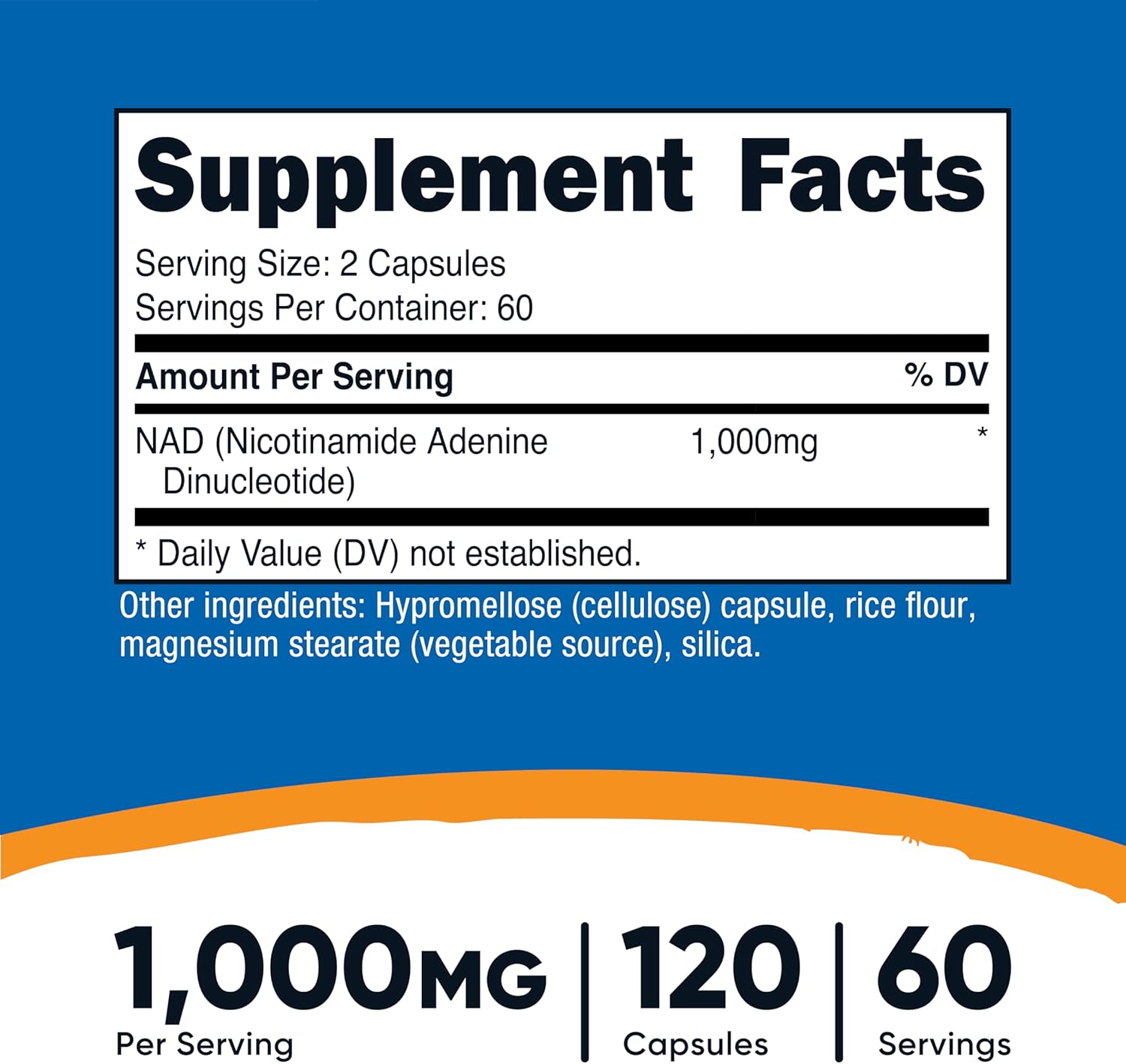 Nutricost NAD+ Supplement 1,000mg per Serving,120 Capsules (Nicotinamide Adenine Dinucleotide) - 60 Servings, Gluten-Free, Vegan
