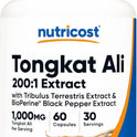 Nutricost Tongkat Ali 1,000mg 120 Capsules - with Tribulus Terrestris and BioPerine, Vegetarian Caps, Non-GMO, Gluten Free, Potent Extract