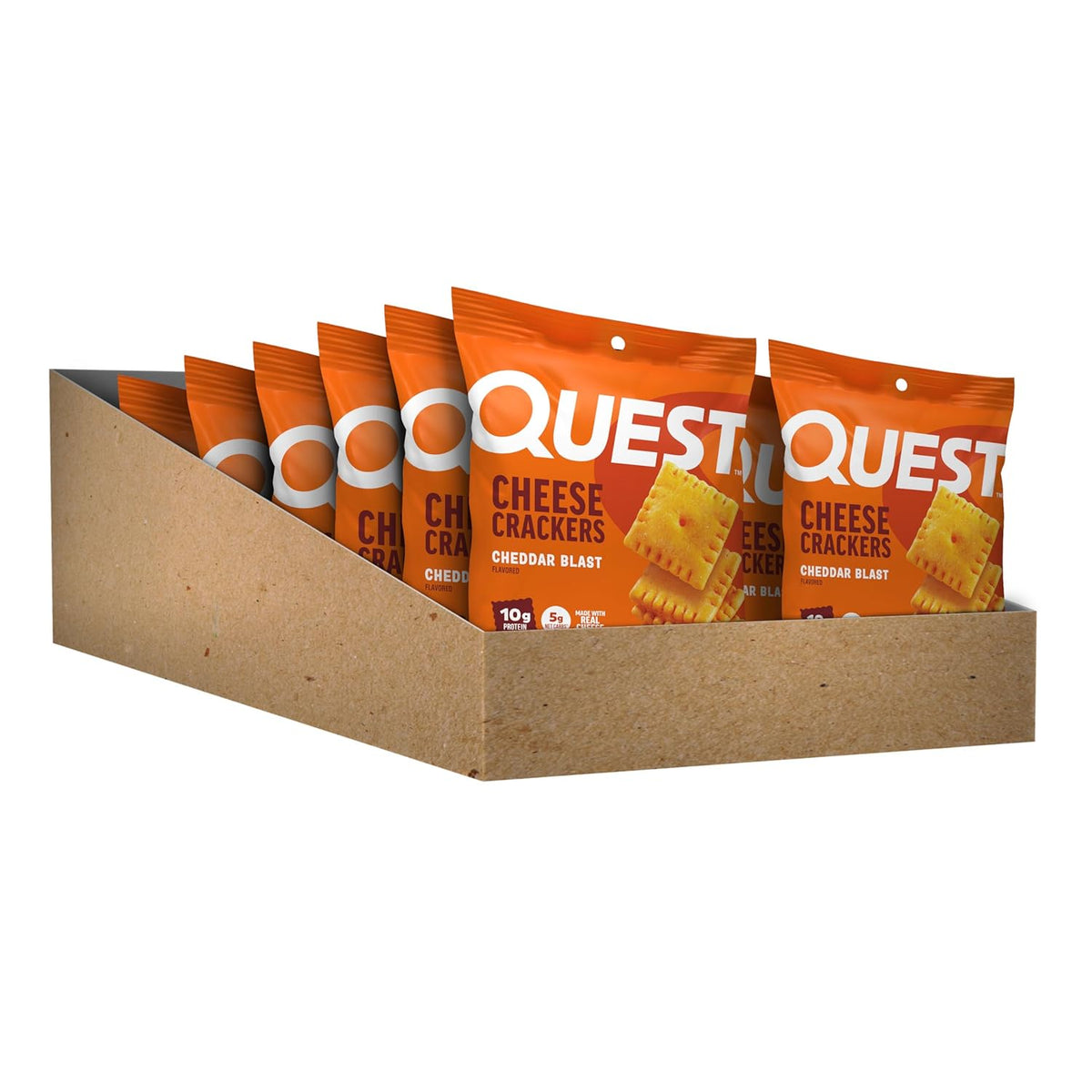Quest Nutrition Cheese Crackers, Cheddar Blast, 10g Protein, 5g Net Carbs, 1g Sugar, Made with Real Cheese, High Protein Snack, 12 Packs (1.06 oz Bags)