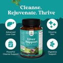 Liver Cleanse Detox & Repair - Milk Thistle Supplement for Digestion & Immune Health - Ginger Root, Choline & Dandelion Root - Herbal Liver Support with Silymarin, Beetroot & Artichoke - 70 Count