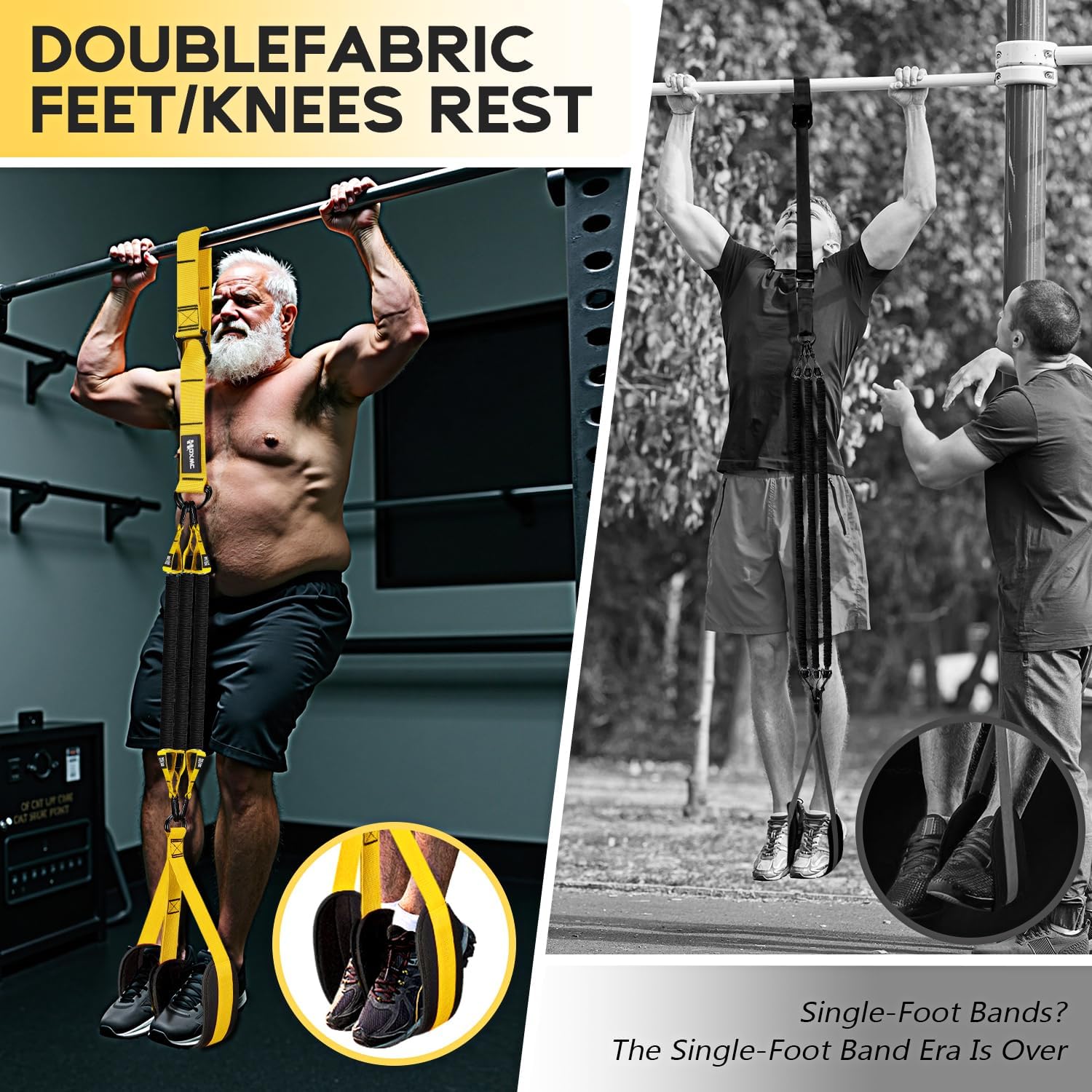 Pull Up Assist Bands with 3 Resistance Levels and Adjustable Comfort Foot Rest