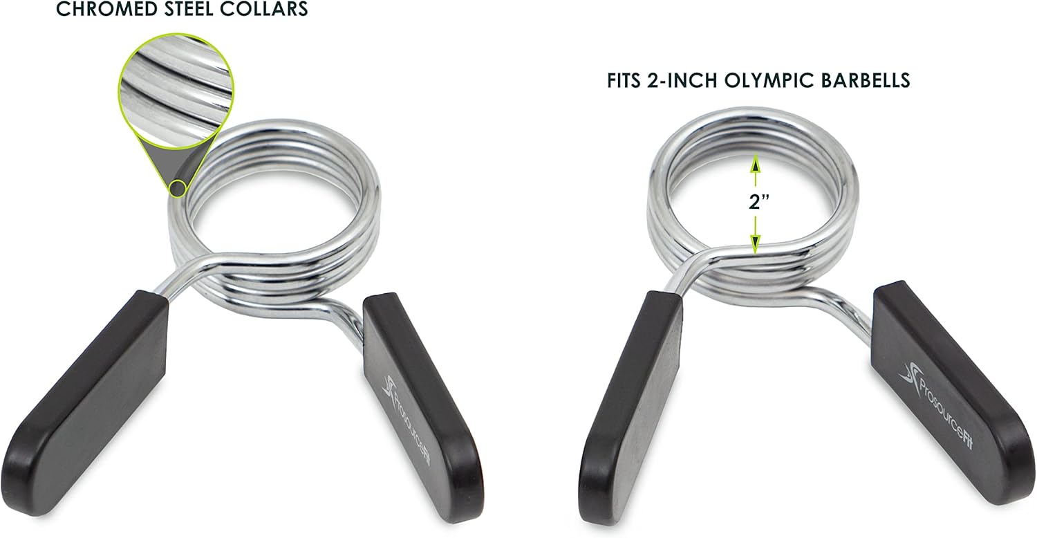 ProsourceFit Olympic Barbell Clips - Secure, Easy-Grip 2-Inch Collars for Weightlifting