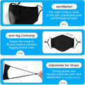 3-Ply Cloth Face Mask 6 Pack, Washable, Reusable, Breathable Face Covering with Adjustable Ear Loops for Women and Men