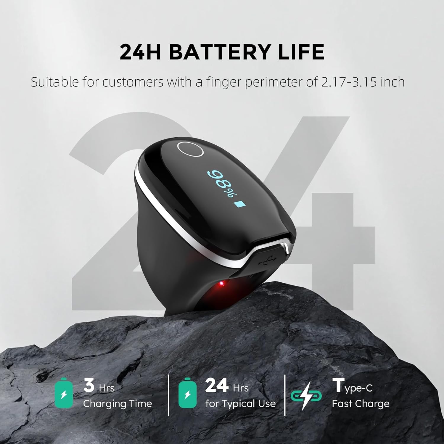 Wellue O2Ring-S Oxygen Monitor with Bluetooth Pulse Oximeter