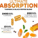 Turmeric Curcumin Supplement - 2400mg Organic Turmeric Per Serving
