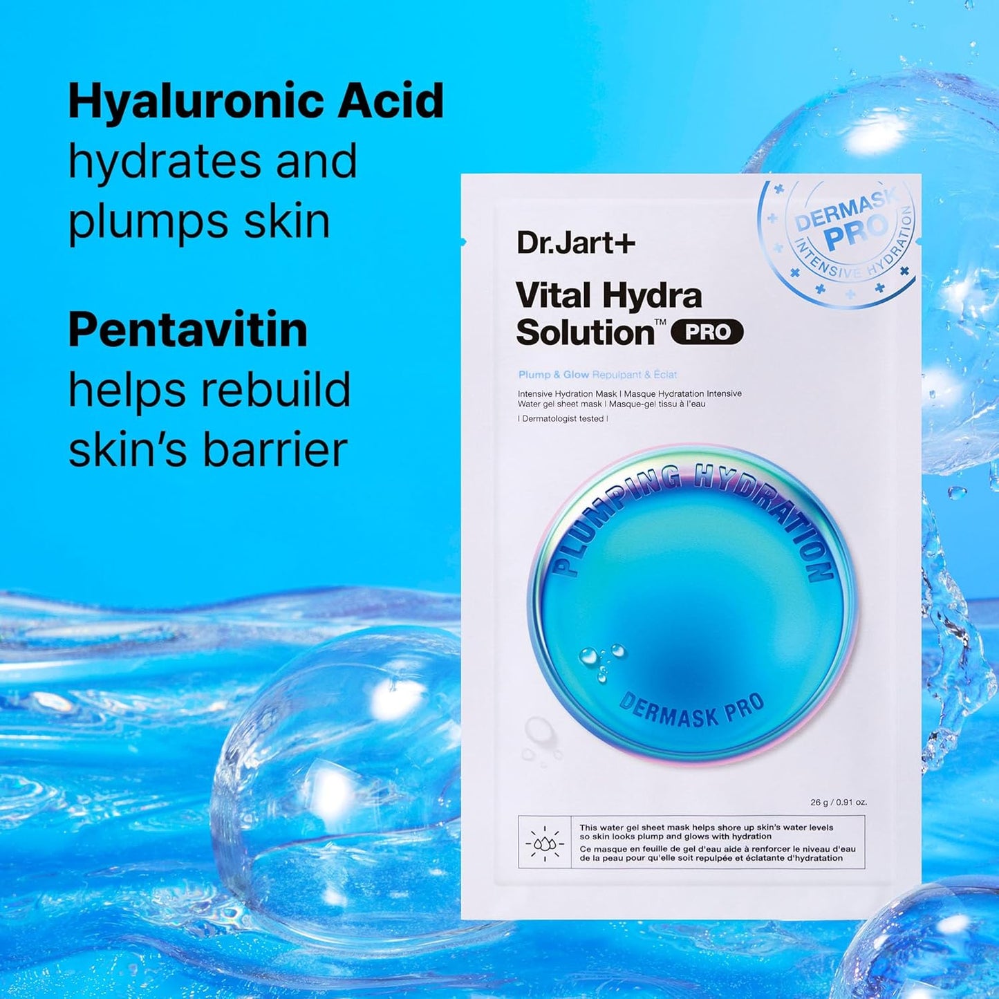 Dr.Jart+ Dermask Vital Hydra Solution Korean Face Mask with Hyaluronic Acid