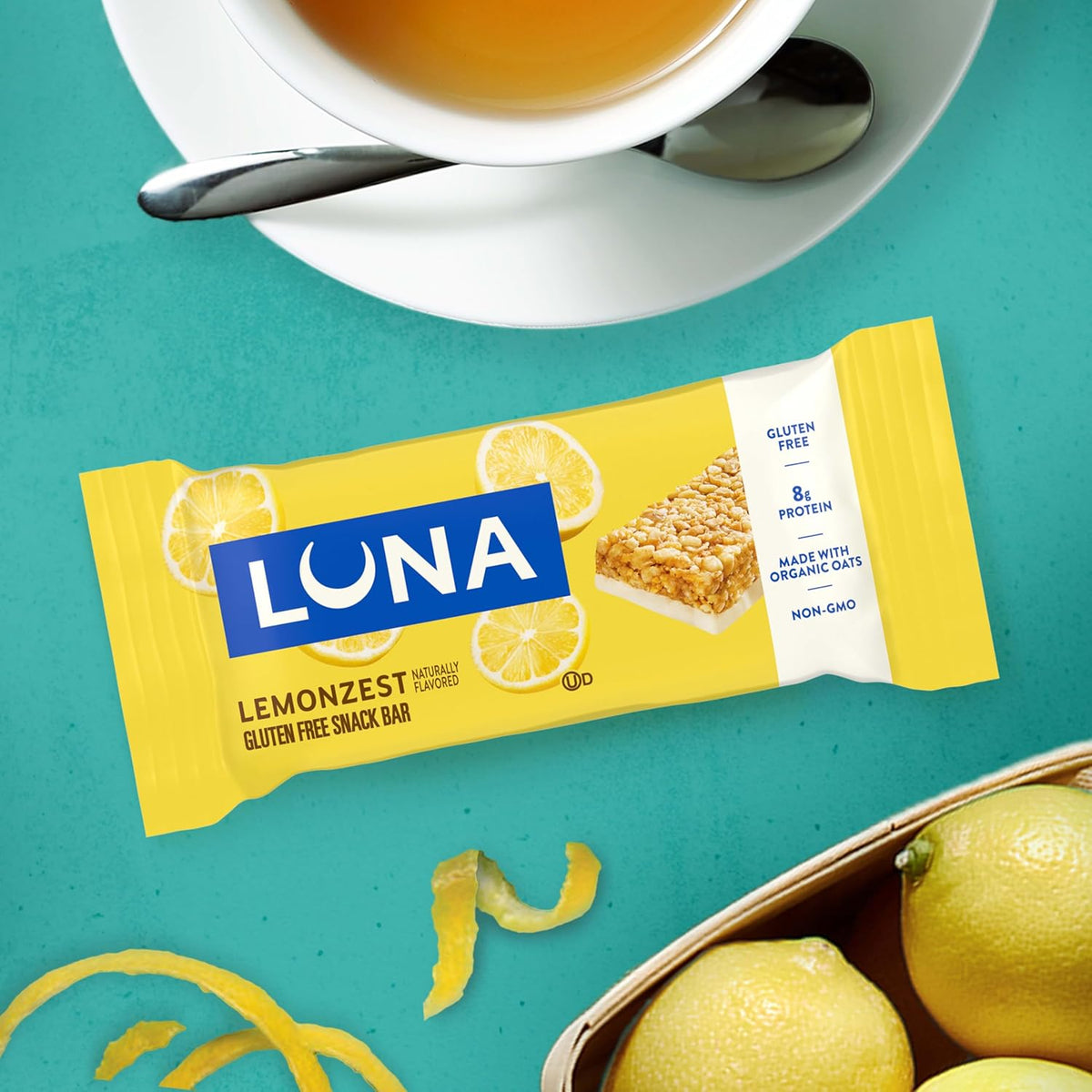 LUNA Bar - LemonZest Flavor - Gluten Free Snack Bars - Non-GMO - Protein Bars - Made with Organic Oats - Value Pack (12 Pack)
