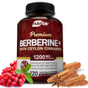 NutriFlair Premium Berberine HCL 1200mg, 120 Capsules - Plus Pure True Ceylon Cinnamon, Berberine HCI Root Supplements Pills - Immune System - Made in USA