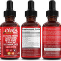 Clean Nutra Cayenne Pepper Drops Supplement Liquid + Hawthorn Berry, Vitamin D3 K2 Beet Root Powder, Ceylon Cinnamon, Turmeric Curcumin, Organic Panax Ginseng, Berberine Extract 1 Pack