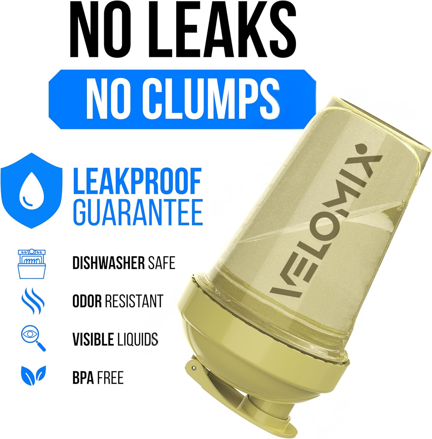 VELOMIX 20oz Protein Shaker Bottle, Leak-Proof, Dishwasher Safe