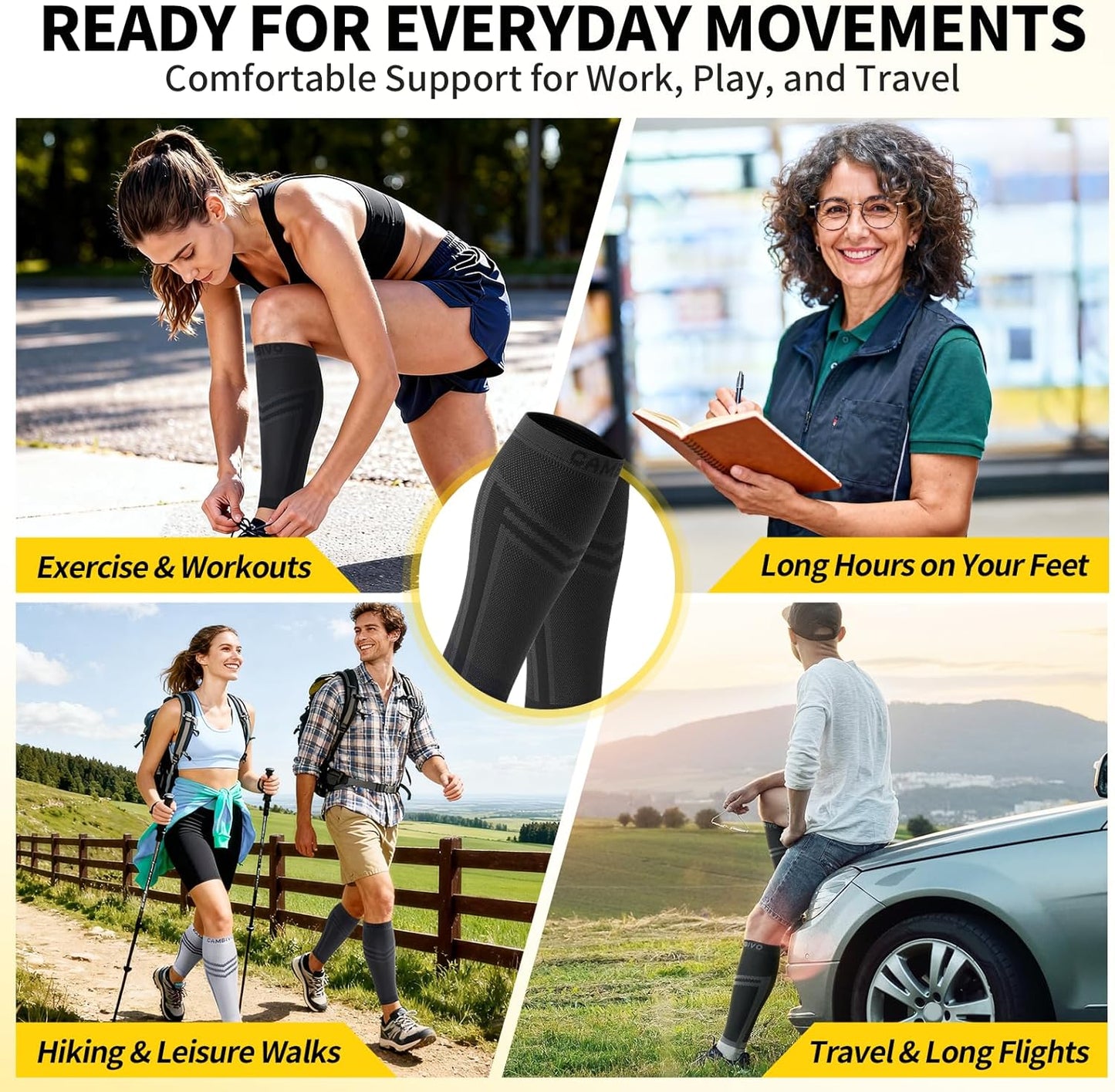 CAMBIVO Calf Compression Sleeve for Men and Women, Shin Splint Support and Varicose Vein Treatment