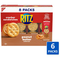 RITZ Peanut Butter Sandwich Crackers, Lunch Snacks, 48 Snack Packs (6 Boxes, 6 Crackers Per Pack)