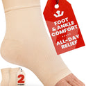 KEMFORD Ankle Compression Sleeve - 20-30mmHg, Beige, M
