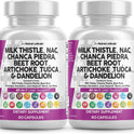 Clean Nutraceuticals Milk Thistle NAC Chanca Piedra Beet Root Artichoke Astragalus Dandelion Root - Liver Cleanse Detox & Repair Supplement Plus TUDCA Choline & Ginger - 1Pack