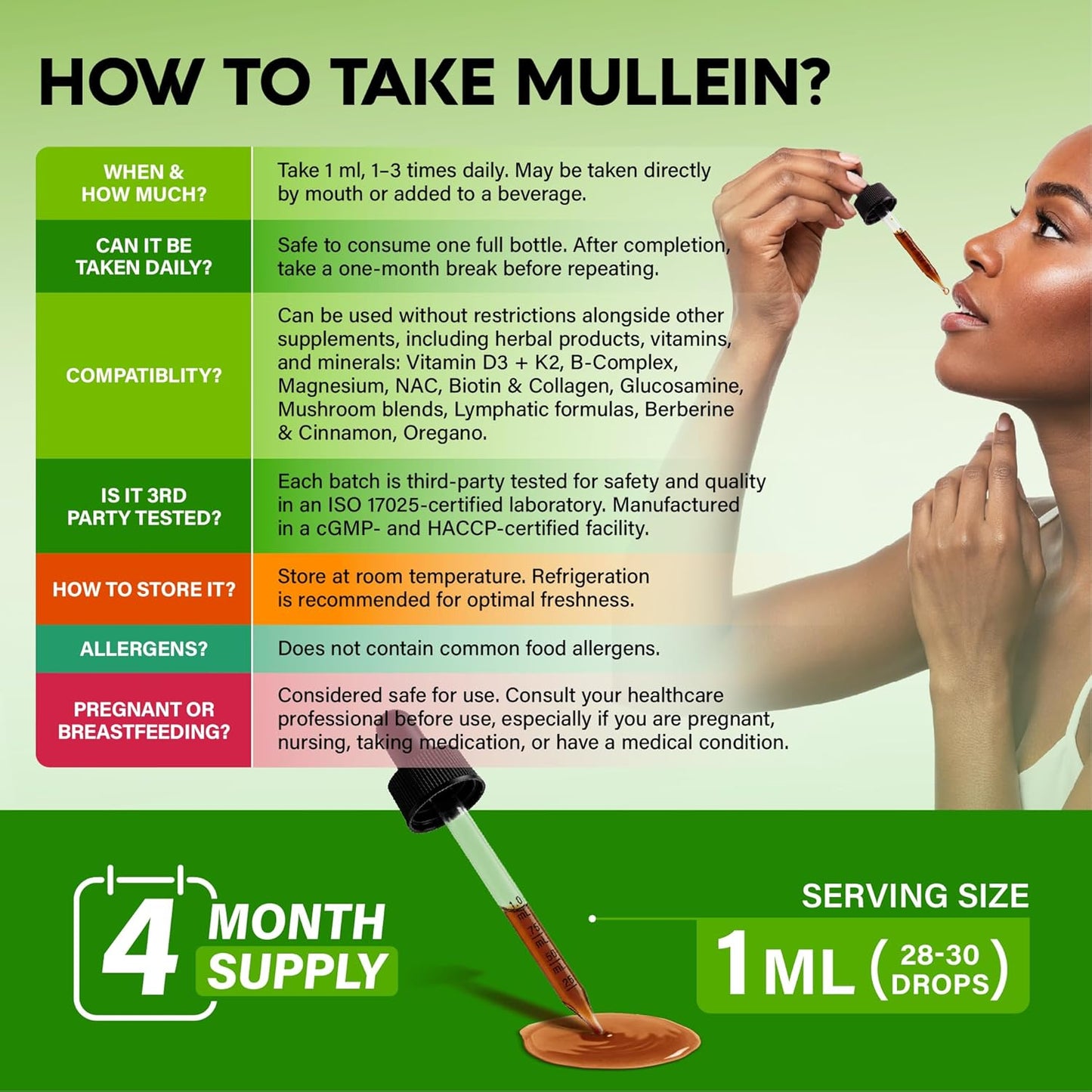 Mullein Drops for Lungs - USDA Organic Liquid - Mullein Leaf Extract Supplement - for Women & Men - Lung & Bronchial Cleanse for Smokers - Respiratory Health Support - As Tincture, Tea, Pills - 4 oz