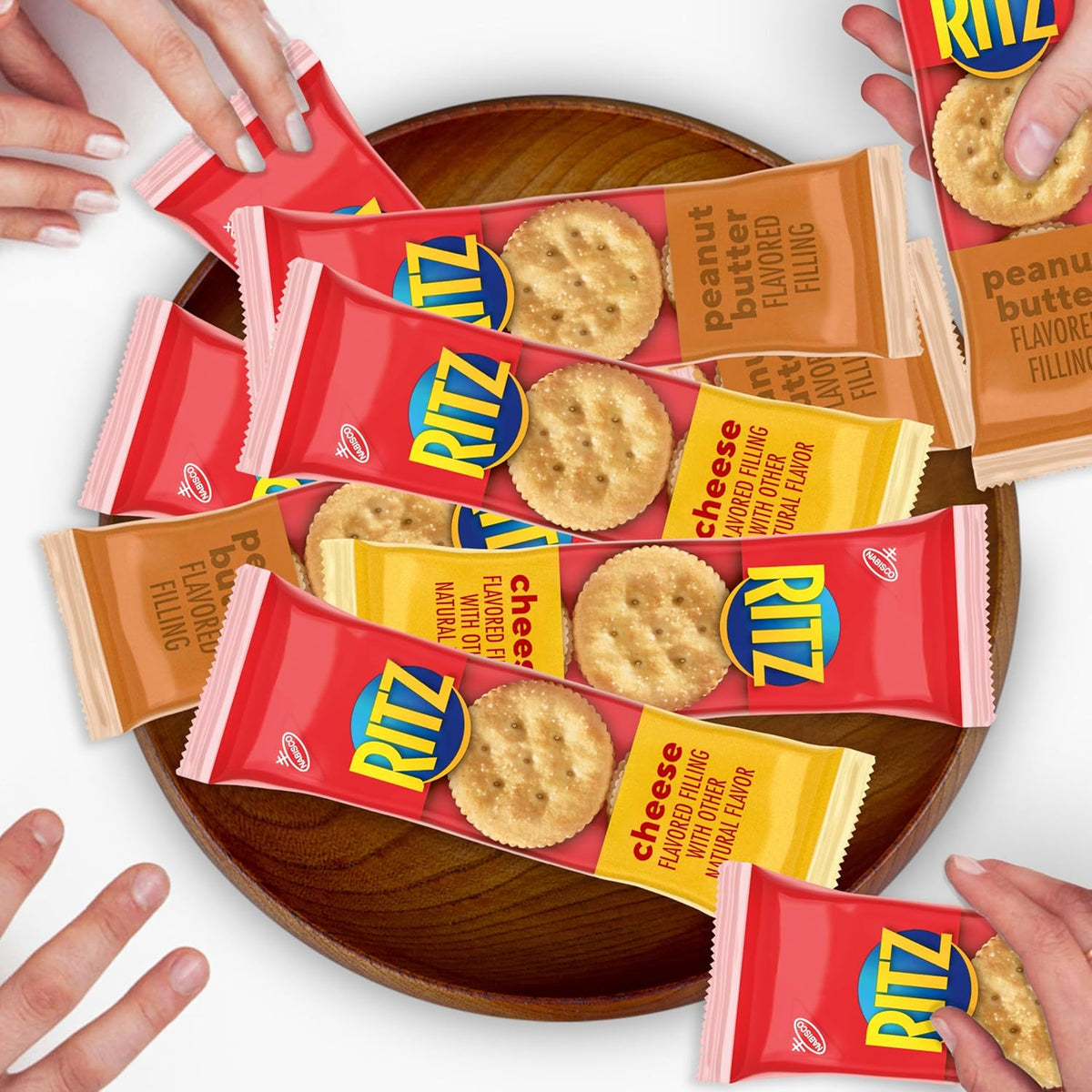 RITZ Peanut Butter and Cheese Sandwich Crackers Variety Pack, Lunch Snacks, 32 Snack Packs (6 Crackers Per Pack)
