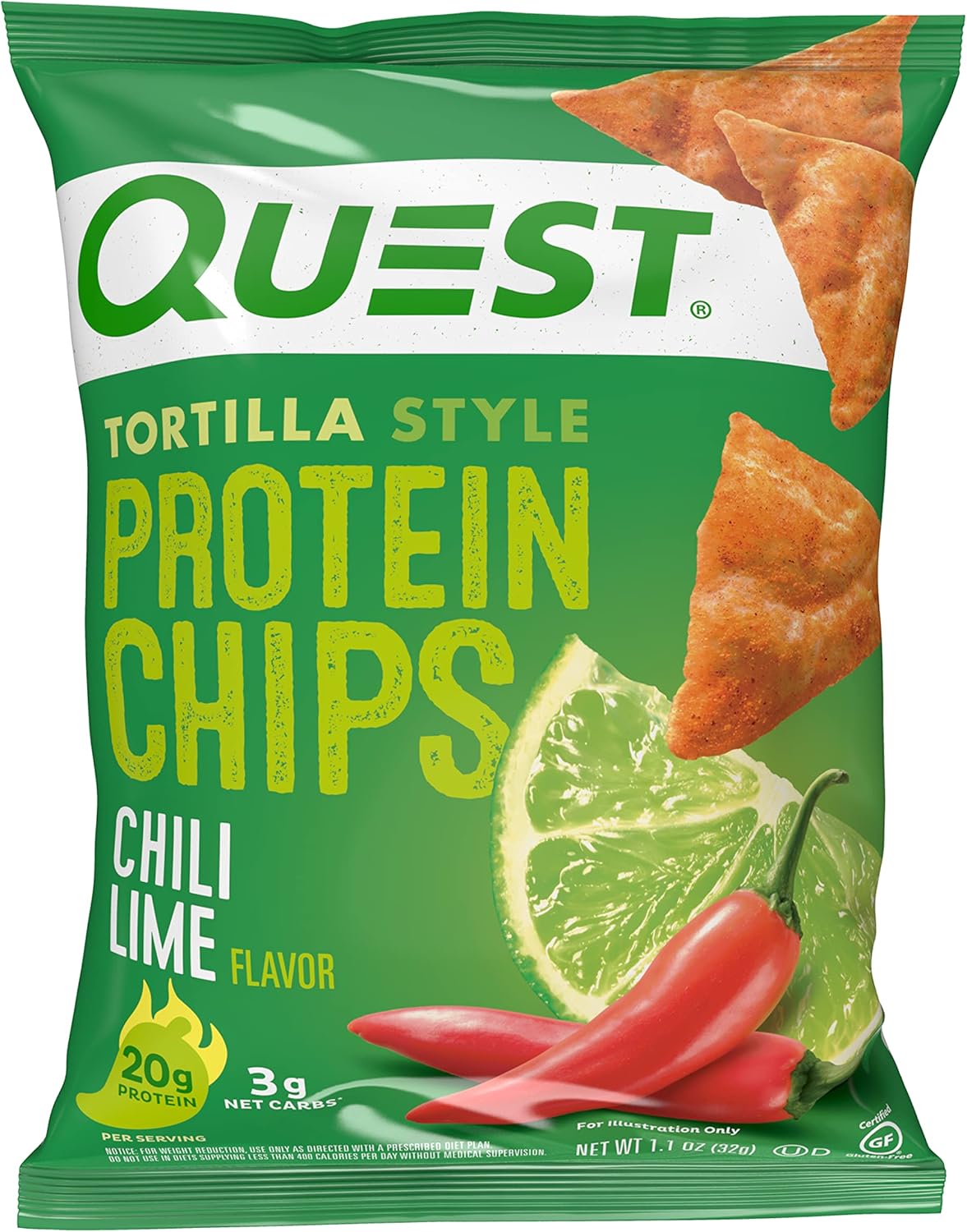 Quest Nutrition Tortilla Style Protein Chips Variety Pack, Chili Lime, Nacho Cheese, Loaded Taco, Low Carb, High Protein, Gluten Free, 1.1 oz (Pack of 12)