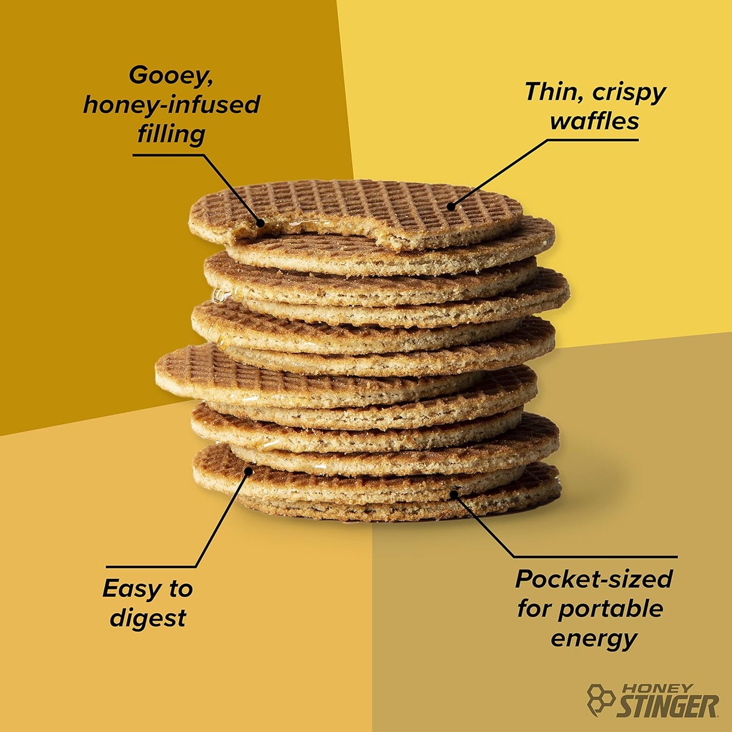 Honey Stinger Organic Honey Waffle, Energy Stroopwafel for Exercise, Endurance and Performance, Sports Nutrition for Home & Gym, Pre and Post Workout, Box of 16 Waffles, 16.96 Ounce (Pack of 16)