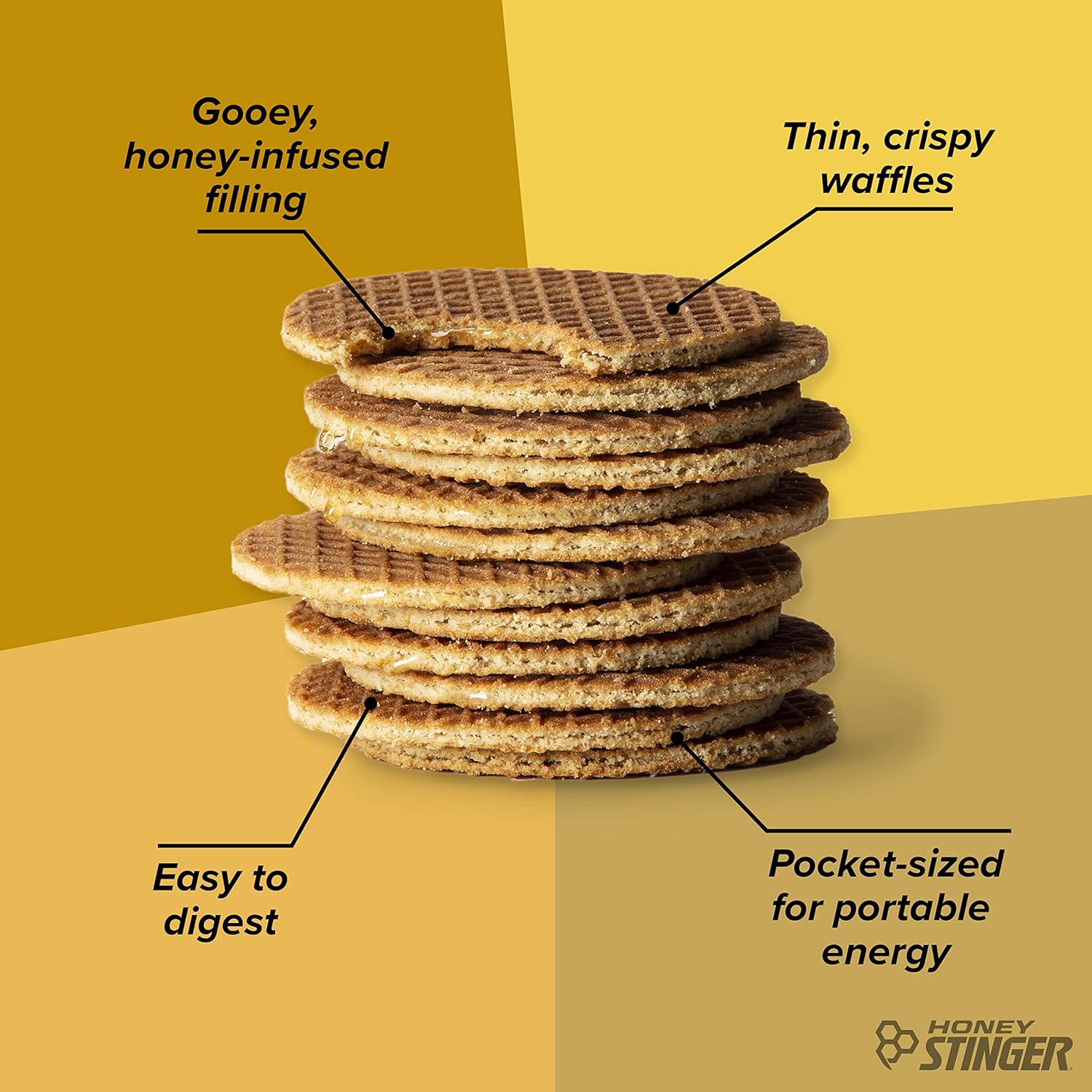 Honey Stinger Organic Honey Waffle, Energy Stroopwafel for Exercise, Endurance and Performance, Sports Nutrition for Home & Gym, Pre and Post Workout, Box of 16 Waffles, 16.96 Ounce (Pack of 16)