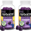 Airborne Elderberry + Zinc & Vitamin C Gummies For Adults, Immune Support Vitamin D & Zinc Gummies With Powerful Antioxidant Vitamins C D & E - 50 Gummies, Elderberry Flavor