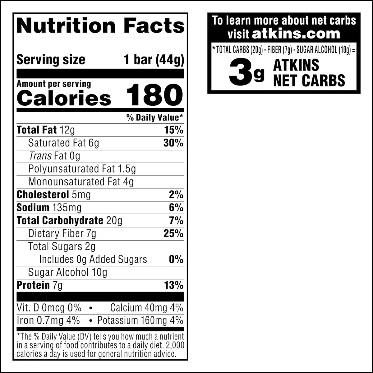 Atkins Caramel Chocolate Nut Roll Snack Bar, Protein Snack , 7g Protein, 2g Sugar, High Fiber Snack, 16 Count