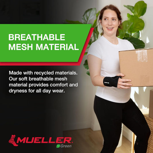 MUELLER Sports Medicine Green Fitted Wrist Brace for Carpal Tunnel Relief