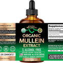 Mullein Drops for Lungs - USDA Organic Liquid - Mullein Leaf Extract Supplement - for Women & Men - Lung & Bronchial Cleanse for Smokers - Respiratory Health Support - As Tincture, Tea, Pills - 4 oz