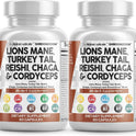 Clean Nutraceuticals Lions Mane 20in1 Mushroom Supplement with Turkey Tail Reishi Cordyceps Chaga Maitake Meshima Poria Cocos Shiitake Oyster Porcini Enoki - 1 Pack