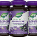 Nature's Way Sambucus Elderberry Gummies, Immune Support Gummy for Adults & Kids Ages 4+ with Black Elderberry Extract, Vitamin C, Vitamin D3, and Zinc*, 60 Gummies
