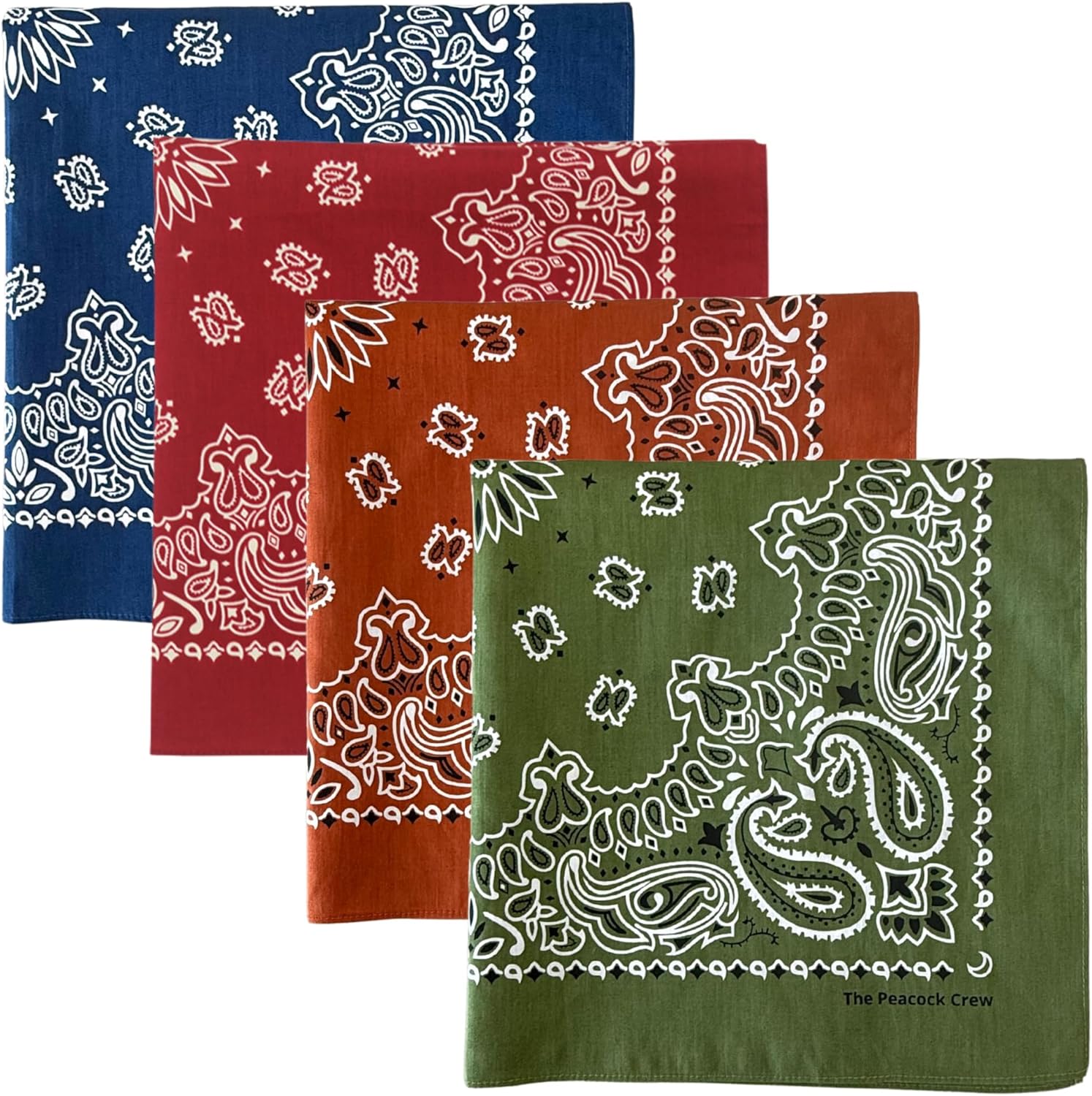 Peacock Crew Premium Soft Cotton Bandanas Paisley 22 x 22 inches
