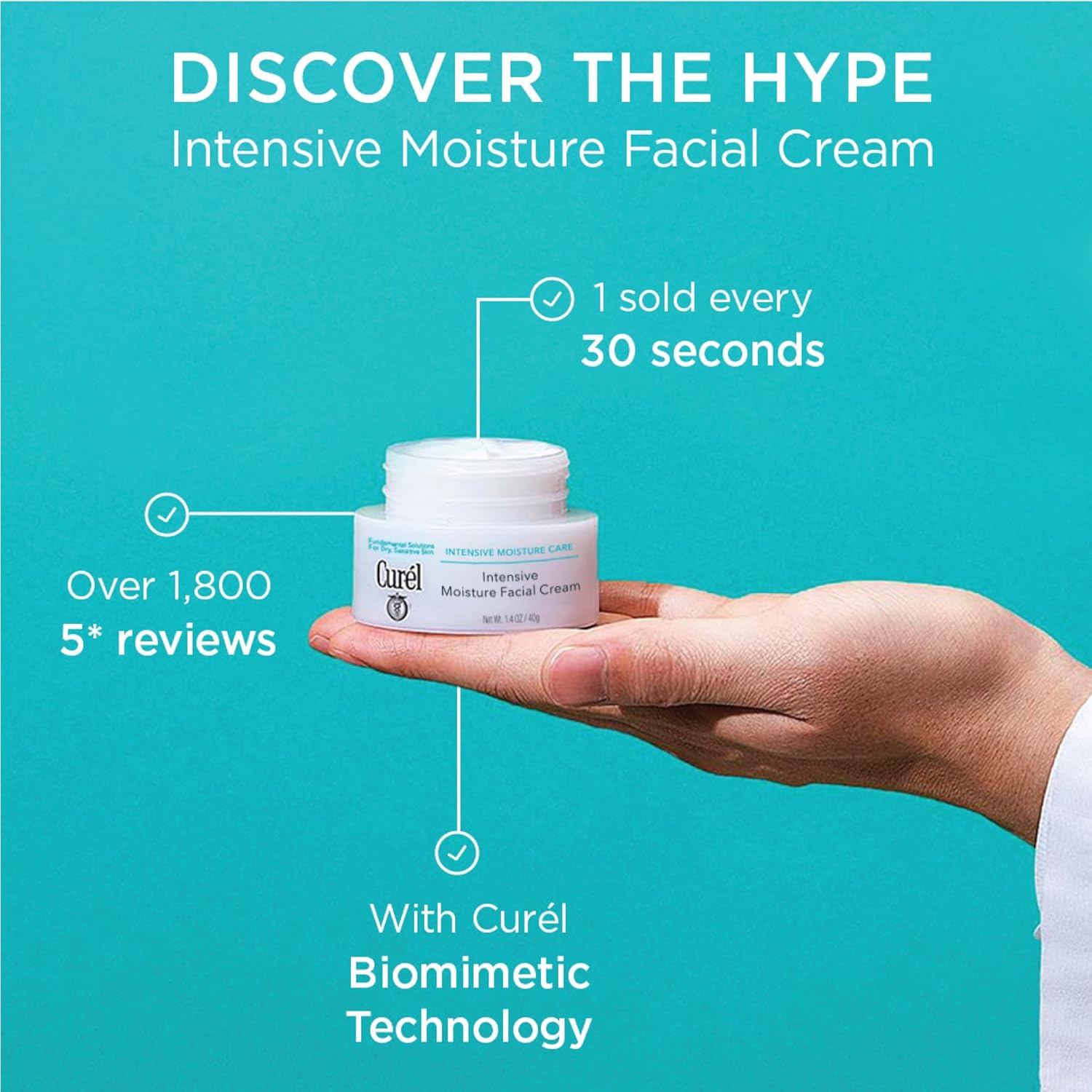 Curel Japanese Skin Care Intensive Face Moisturizer Cream, Hydrating Face Lotion for Dry to Very Dry Sensitive Skin, Anti-Aging, Fragrance-Free, Anti-Wrinkle Japanese Skin Care, 1.4 Oz