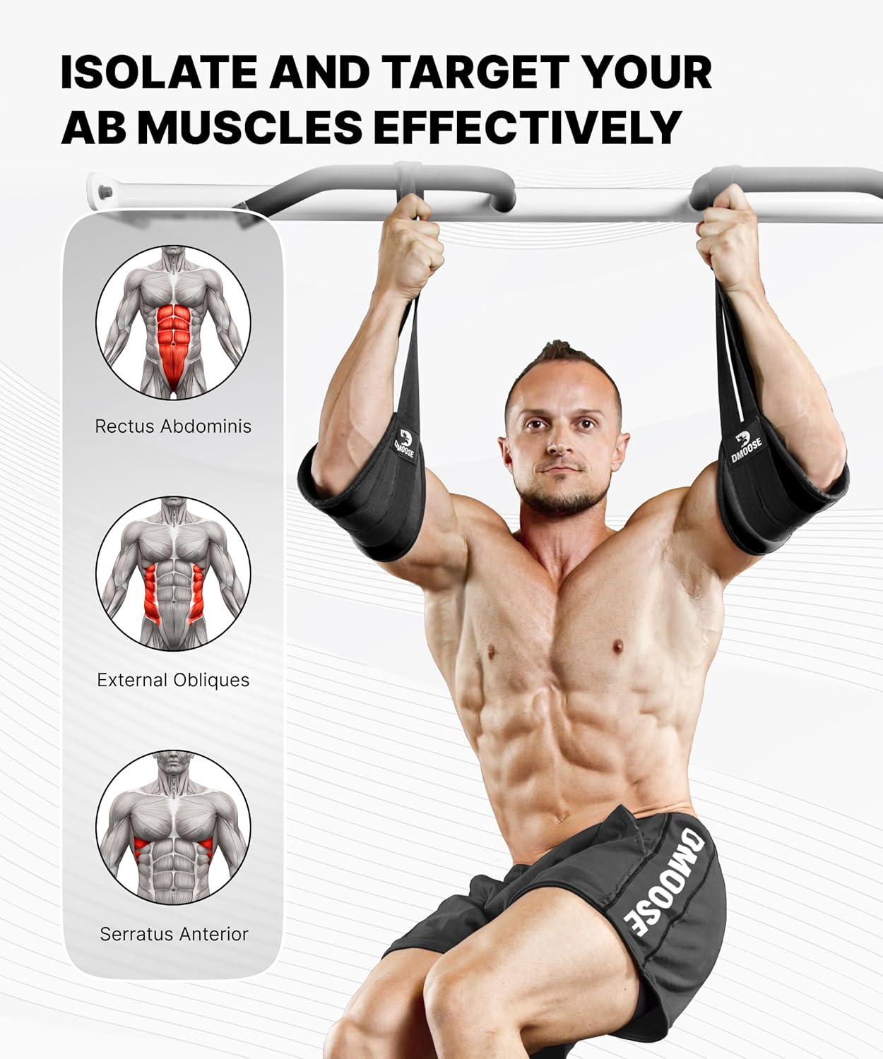 DMoose Fitness Hanging Ab Straps - Soft Padded Straps for Core Workouts
