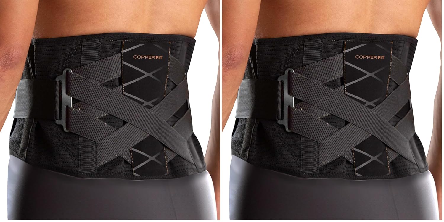 Copper Fit X-Back Brace for Lower Back Pain and Lumbar Support - Adjustable and Breathable Design