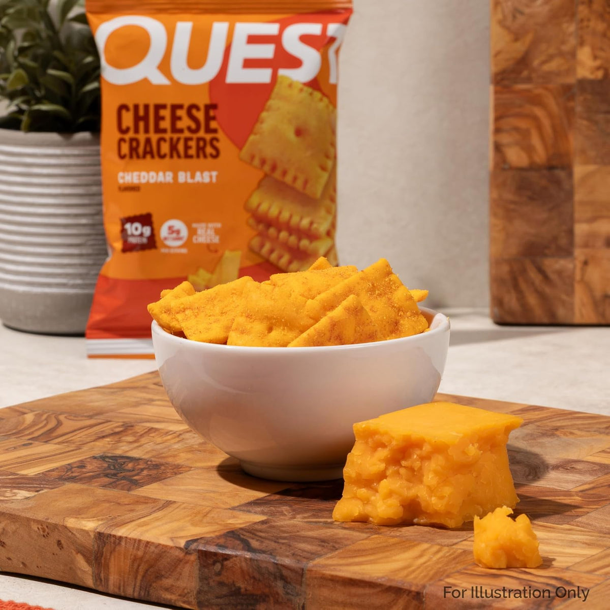 Quest Nutrition Cheese Crackers, Cheddar Blast, 10g Protein, 5g Net Carbs, 1g Sugar, Made with Real Cheese, High Protein Snack, 12 Packs (1.06 oz Bags)